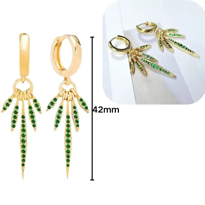 925 Sterling Silver Needle Luxury Green Series Small Hoop Earrings for Women 24K Gold Earrings Trend Jewelry Ear Accessories
