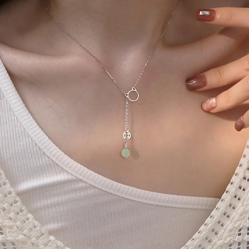 VENTFILLE 925 Sterling Silver Cat Pearl Necklace For Women Animal Retro Court Design Jewelry Birthday Gifts