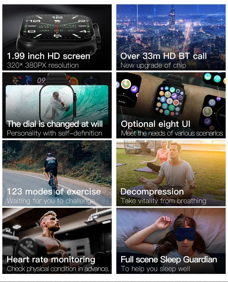 Original T900 Ultra 2 Smart Watch 49mm Men Women Bluetooth Call BT Music Game Wireless Charging NFC Smartwatch For Android IOS