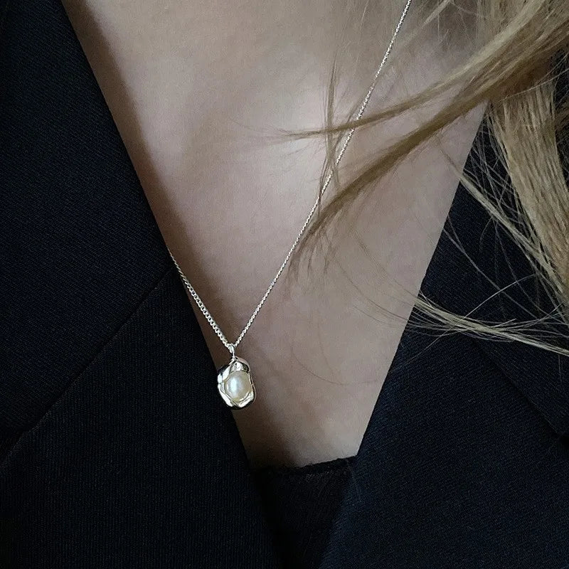 VENTFILLE 925 Sterling Silver Cat Pearl Necklace For Women Animal Retro Court Design Jewelry Birthday Gifts