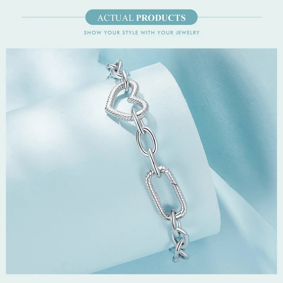 WOSTU 925 Sterling Silver Trendy Multifunctional DIY Bracelet Bangles for Women Wedding Dating Gift Fine Jewelry Fit Small charm