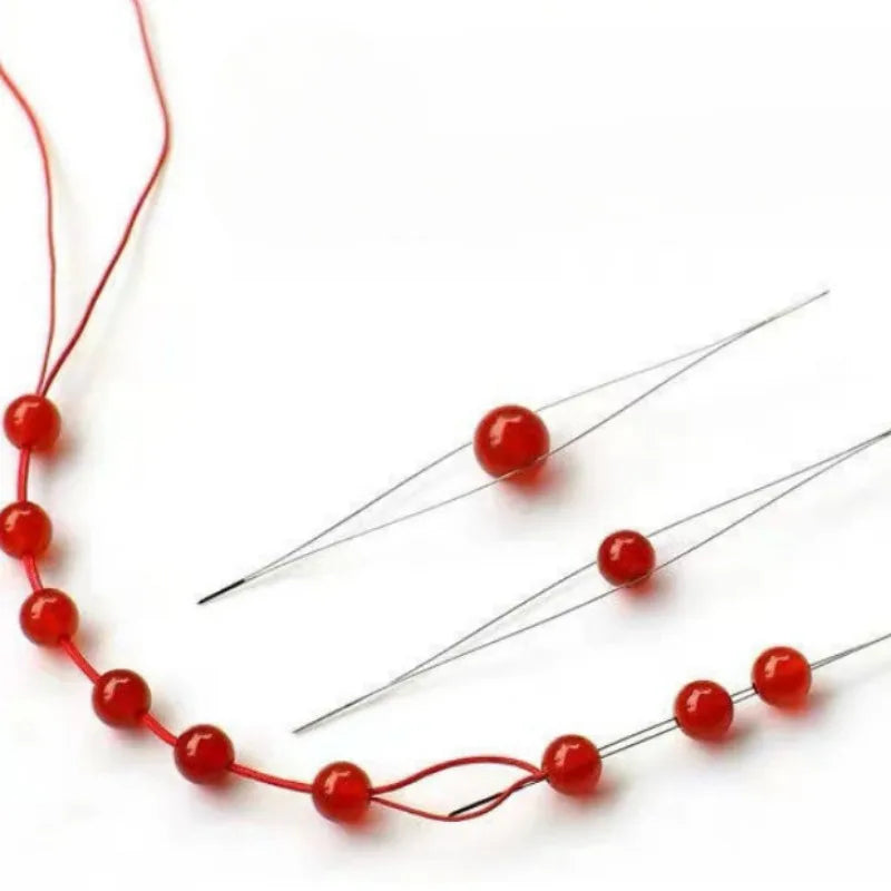 5/50Pcs Beading Needles Pins Set with Central Opening Curved Steel Needles for Bead Straight Beaded Needle Sewing Accessories