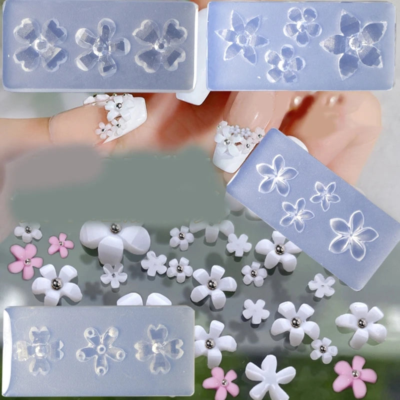 3D Nail Art Mold UV Epoxy Resin Glue Petal Flower Silicone Mold Three-Dimensional Flower Decorative Diamond Sticker Nail Jewelry