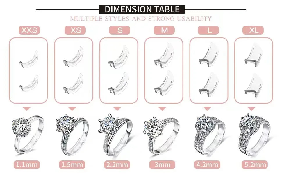 Ring Size Adjuster Resizer Silicone Invisible Finger Ring Size Resizer Clear Sticker for Loose Rings Jewelry Guard & Tools