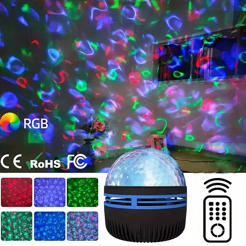 1pc Star Projector, Galaxy Projector, Water Ocean Wave Projector For Bedroom Night Light  Room Decor With 7-Colors Patterns