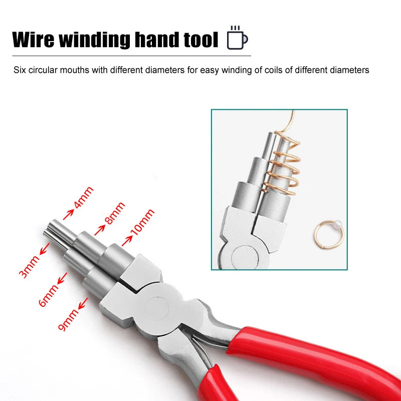 1Pcs 6-in-1 Iron Wire Looping Jewelry Pliers Bail-Making Pliers With Grip Handle For DIY Ring Making Loops And Jump Rings Tools