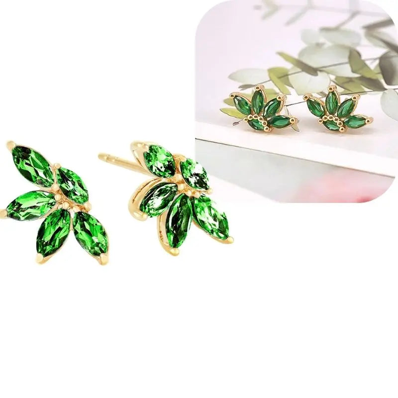 925 Sterling Silver Needle Luxury Green Series Small Hoop Earrings for Women 24K Gold Earrings Trend Jewelry Ear Accessories