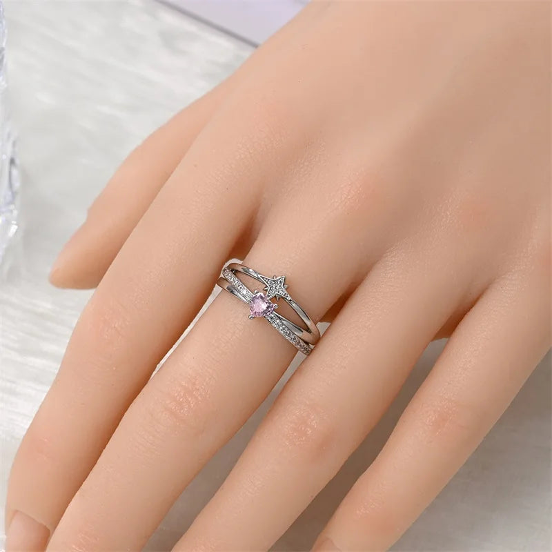 Original Hope Rainbow Flower Ring s925 Silver Jewelry DIY Exquisite Fashion