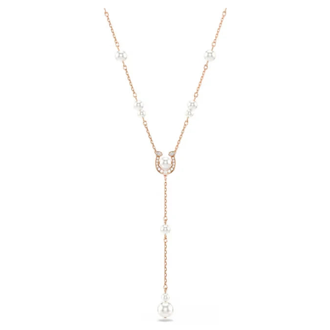 2026 New Trend Fine Jewelry Set Charming White  Red Crystal Pendant Fashion Rose Gold Pearl Necklace Bracelet Earrings for Women