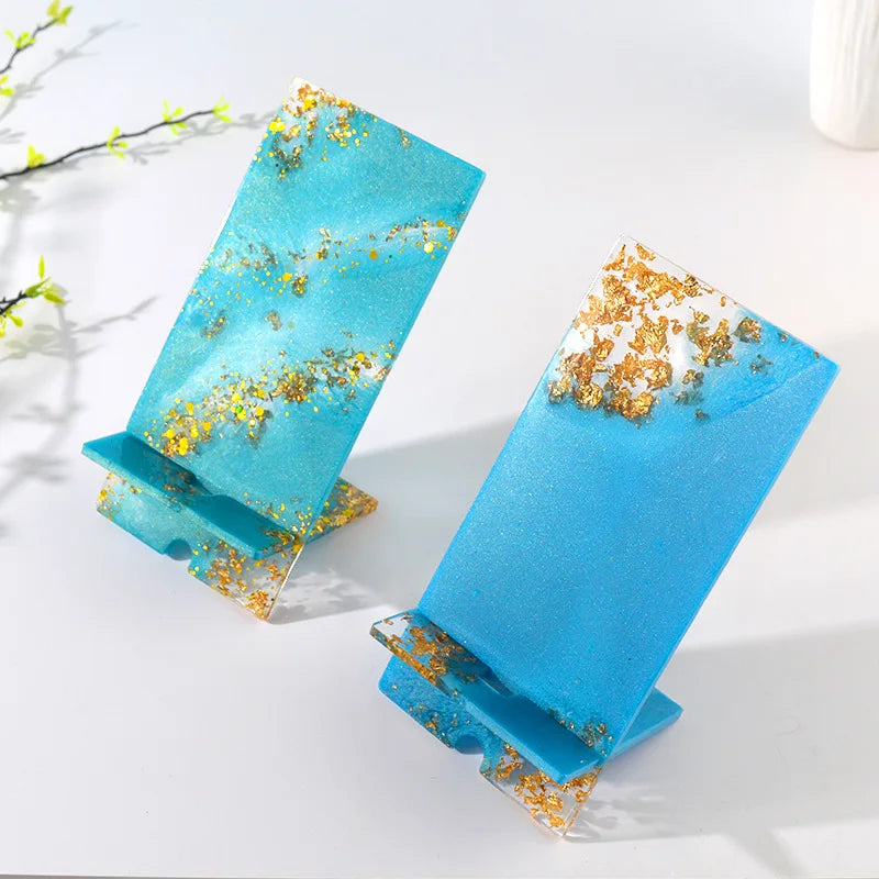 DIY Mobile Phone Holder Mirror Silicone Mold Creative Desktop Phone Stand Tablet Bracket Epoxy Resin Molds Home Office Tools