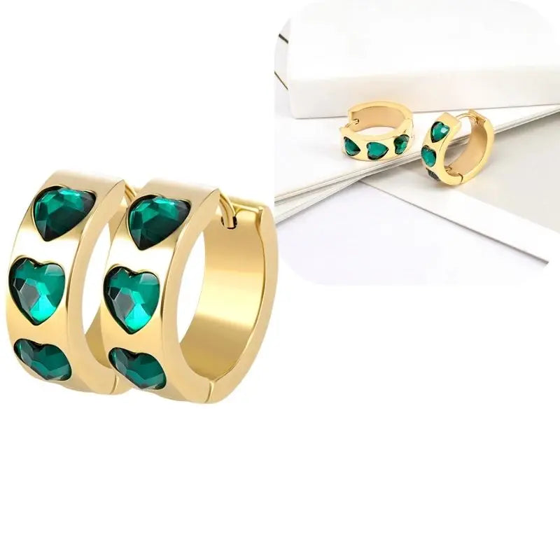 925 Sterling Silver Needle Luxury Green Series Small Hoop Earrings for Women 24K Gold Earrings Trend Jewelry Ear Accessories