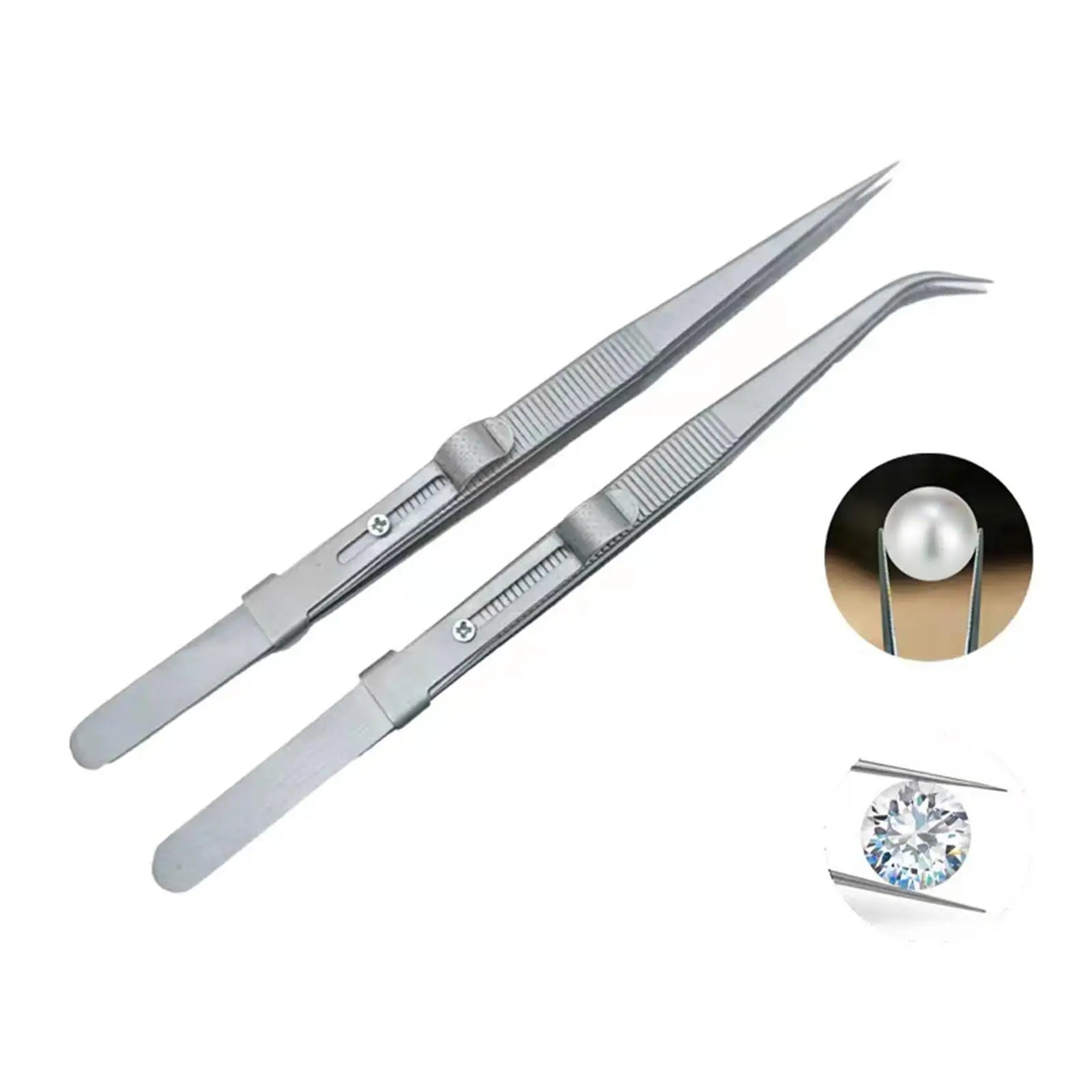 3Pcs Stainless Steel Tweezers Jewelers Tools Beads Gems Prong Precision Tweezers Jewelry Tweezers for Industrial Electronics