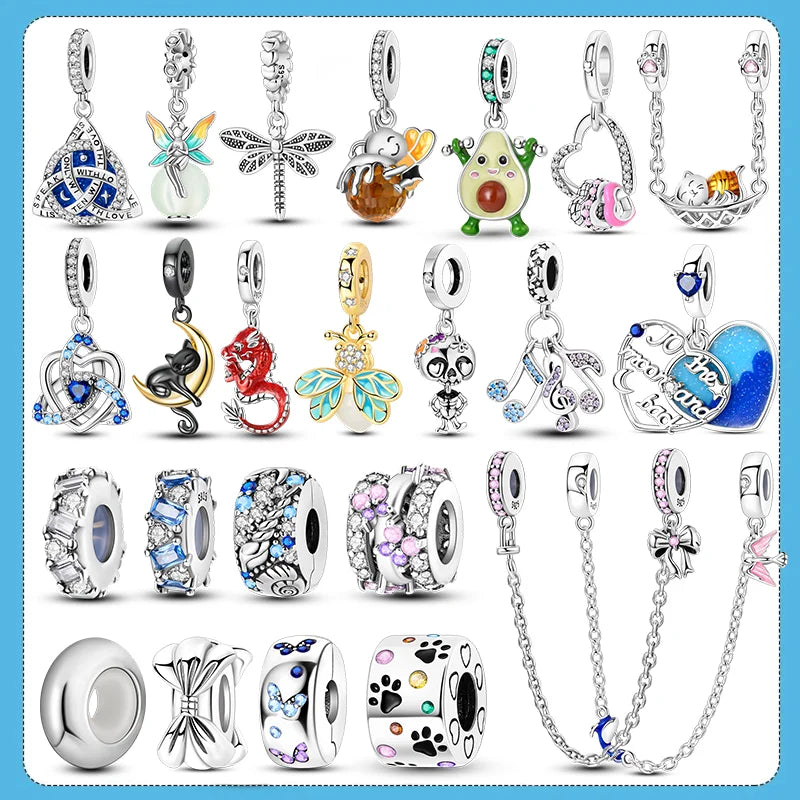Hot Sales 925 Silver Original Charms Beads Colored Pendant Charm Fit Bracelet Necklace Dangle For Women DIY Jewelry Making