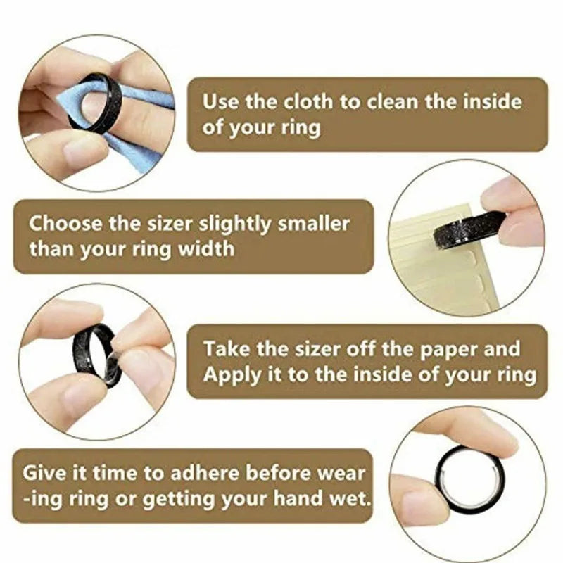 19pcs Any Rings Size Adjust Stickers Silicone Transparent Big Size Ring Invisible Fixed Tightener Reducer Resizing Jewelry Tools