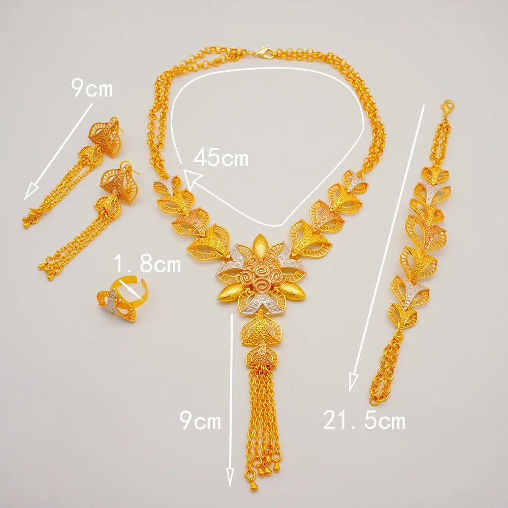 Exquisite 24K Gold Jewelry Set for Women, AU999 Authentic Gold Quality