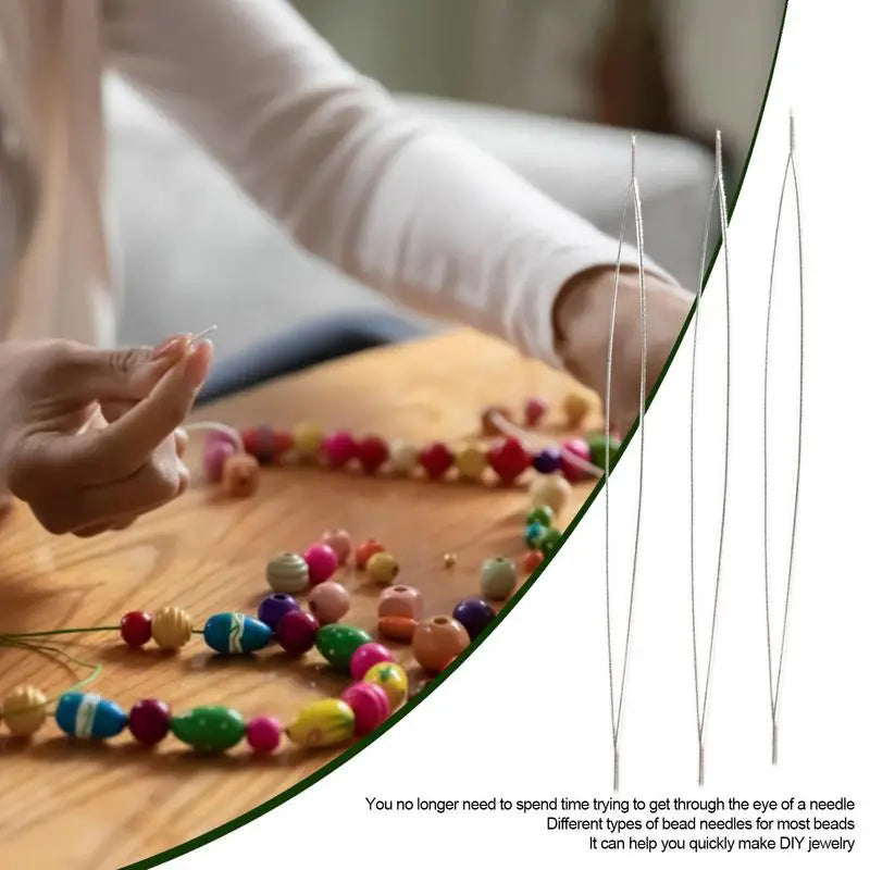 1PC Open Big Eye Beading Needles Bead Necklace Bracelet Tools Stainless Steel Self Threading Needle Pins For Jewelry Supplies