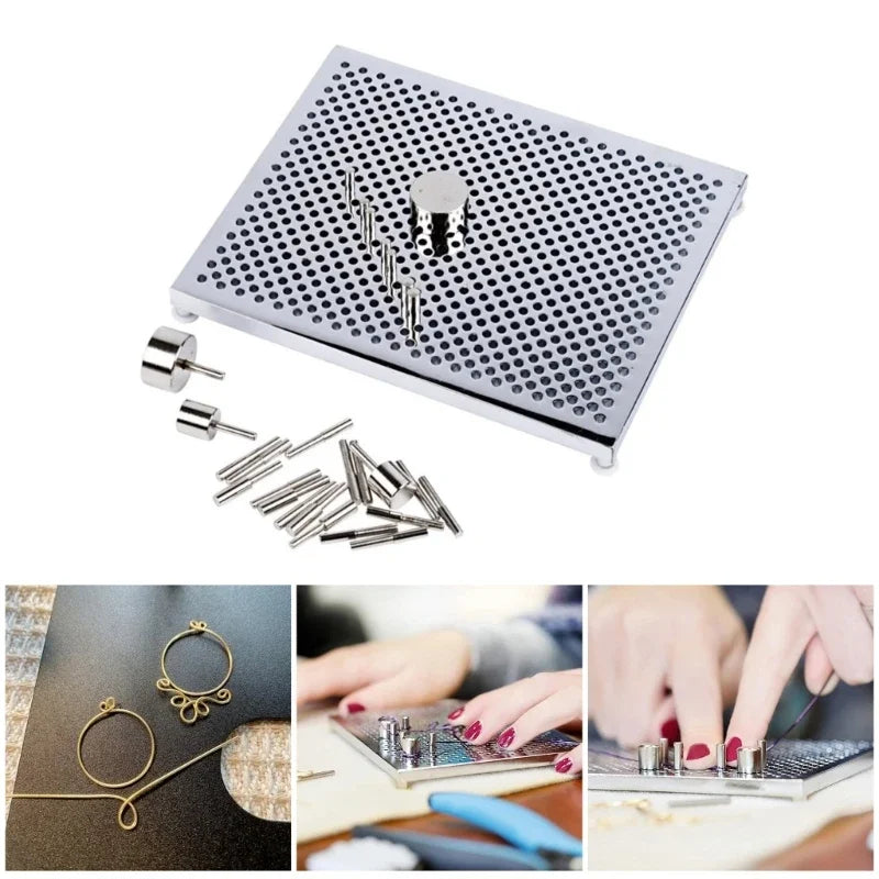 DIY Wire Wrapping Set for Jewelry Making Aluminum Wire Jig Wire Looping Tool Wires Bending Board for DIY Projects N84D