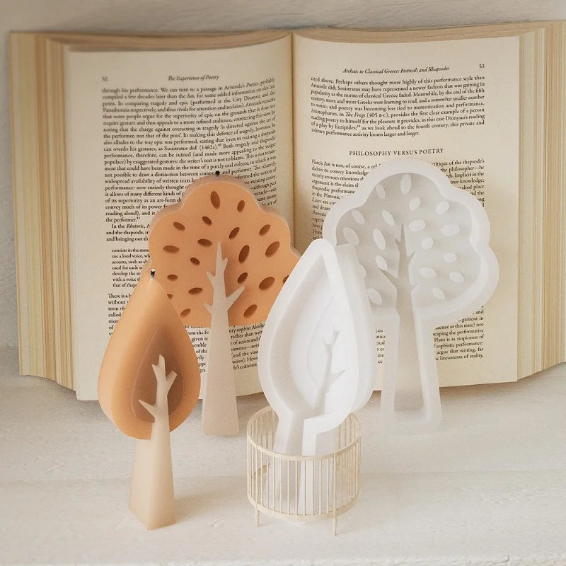 DIY Tree Candle Silicone Mold Gypsum Aromatherapy Leaf Candle Holder Desktop Display Resin Epoxy Mold Home Decoration Storage
