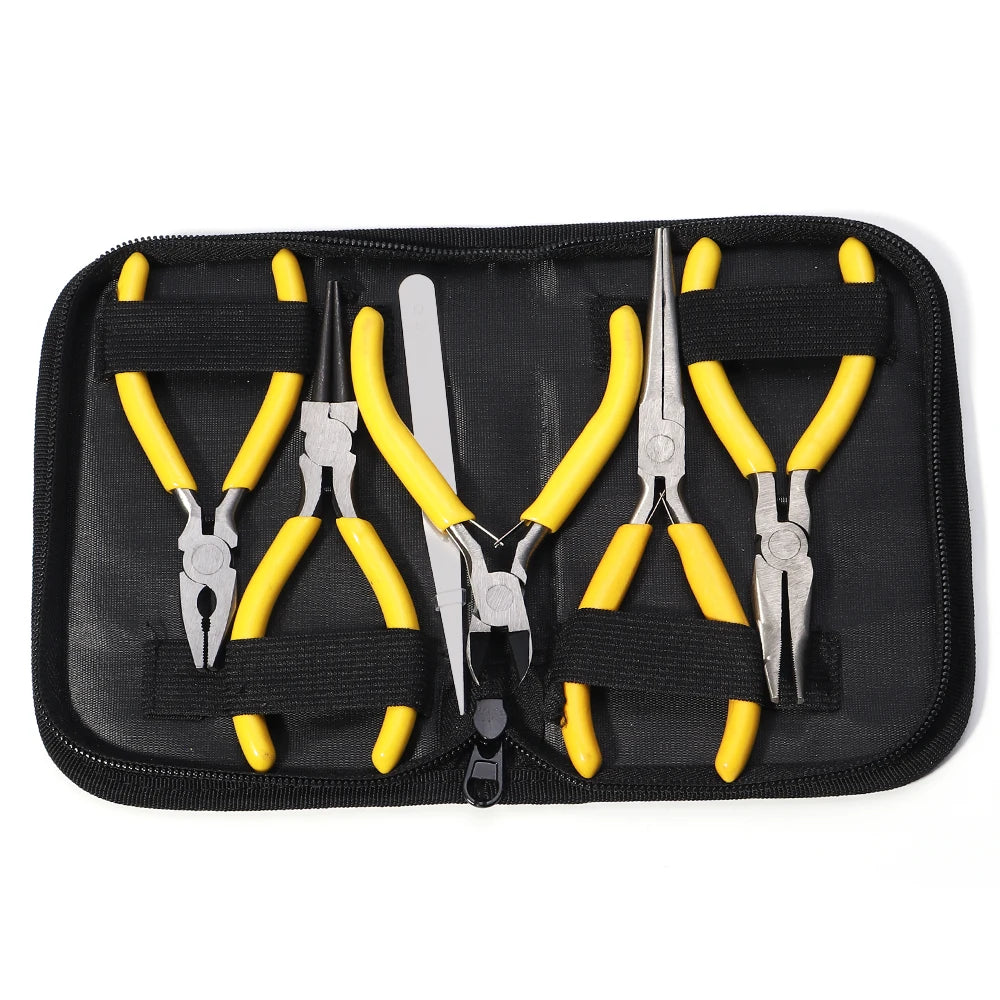 Yellow Color Stainless Steel Mini Pliers Tools Set Cutting Wire Plier Kits For Handcraft Beading DIY Jewelry Making Accessories