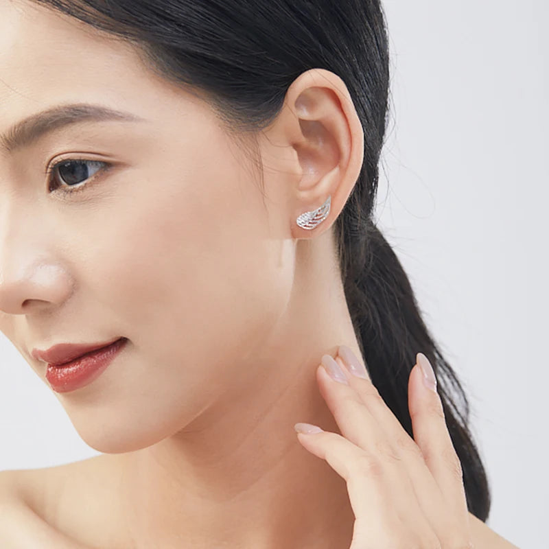 MODIAN Real 925 Sterling Silver Angel Wings Simple Stud Earrings Trendy Earrings For Women Birthday Anniversary Jewelry Gift