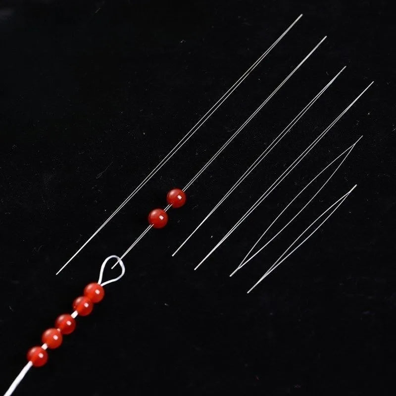 5/50Pcs Beading Needles Pins Set with Central Opening Curved Steel Needles for Bead Straight Beaded Needle Sewing Accessories