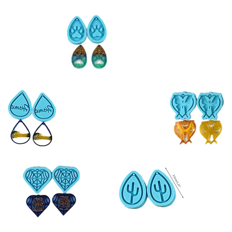 Valentine's Day Earrings Epoxy Resin Mold Eardrop Danglers Silicone Mould DIY Crafts Jewelry Pendants Casting Tools