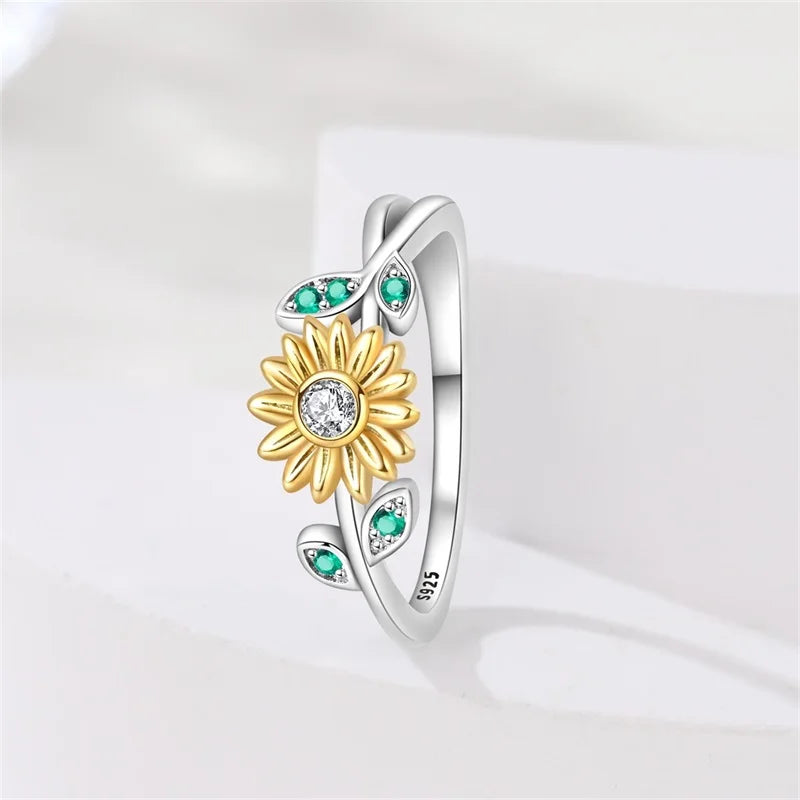 Original Hope Rainbow Flower Ring s925 Silver Jewelry DIY Exquisite Fashion