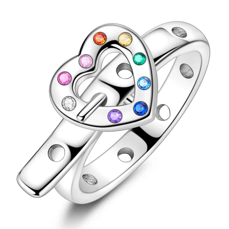 Original Hope Rainbow Flower Ring s925 Silver Jewelry DIY Exquisite Fashion