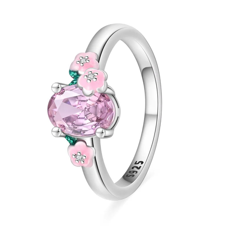 Original Hope Rainbow Flower Ring s925 Silver Jewelry DIY Exquisite Fashion