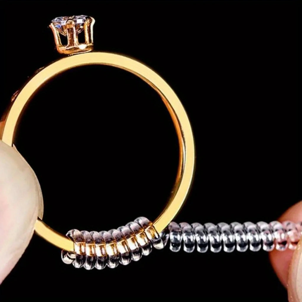 4pcs/Set Ring Size Reducer Tools Spiral Spring Based Rings Adjust Invisible Transparent Tightener Resizing Tool Jewelry Guard