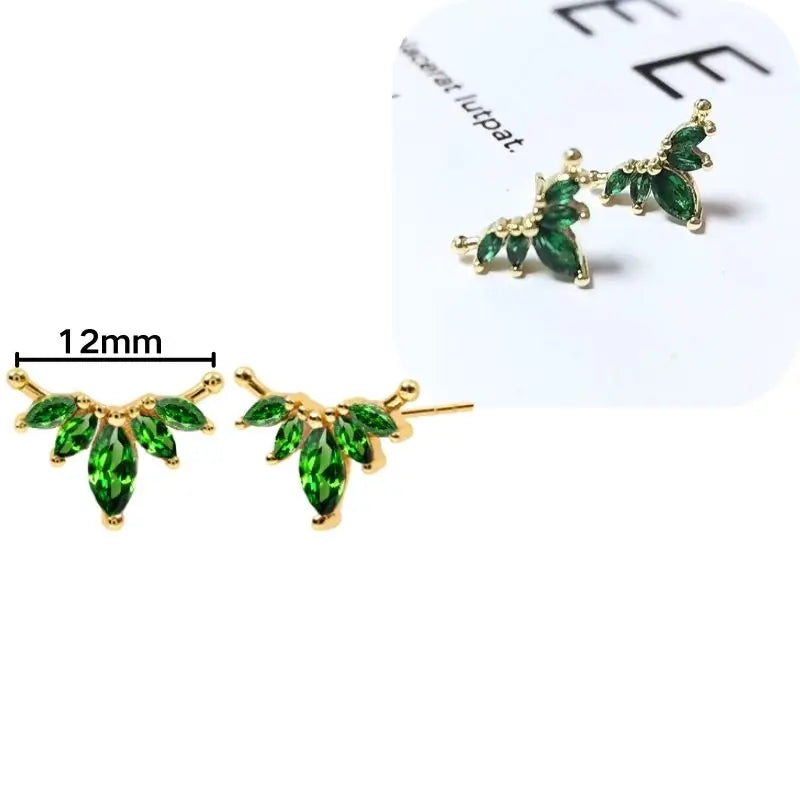925 Sterling Silver Needle Luxury Green Series Small Hoop Earrings for Women 24K Gold Earrings Trend Jewelry Ear Accessories