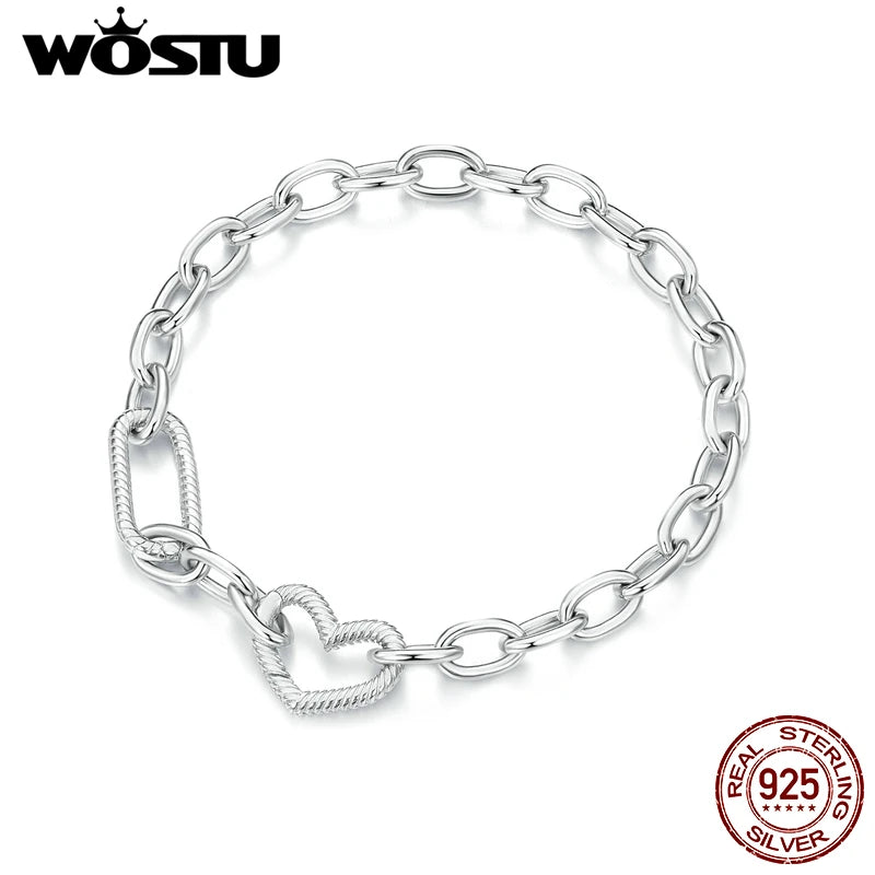 WOSTU 925 Sterling Silver Trendy Multifunctional DIY Bracelet Bangles for Women Wedding Dating Gift Fine Jewelry Fit Small charm