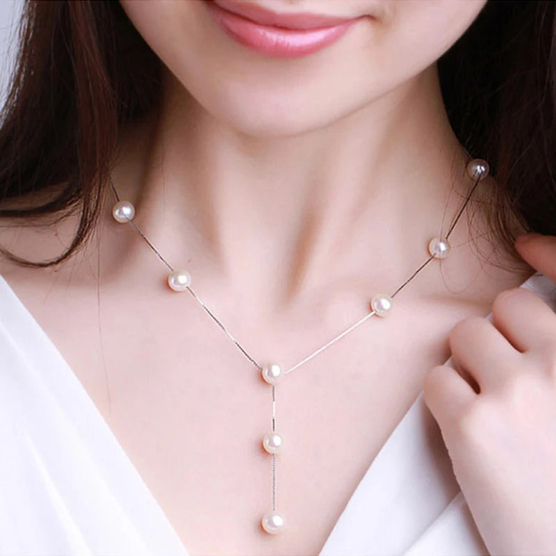 Charming White Pearl Necklace Bracelet Earring Jewelry Set Women Bridal Wedding Elegant Accessories