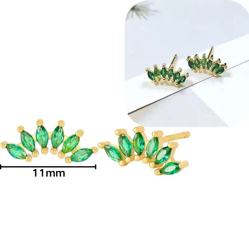 925 Sterling Silver Needle Luxury Green Series Small Hoop Earrings for Women 24K Gold Earrings Trend Jewelry Ear Accessories