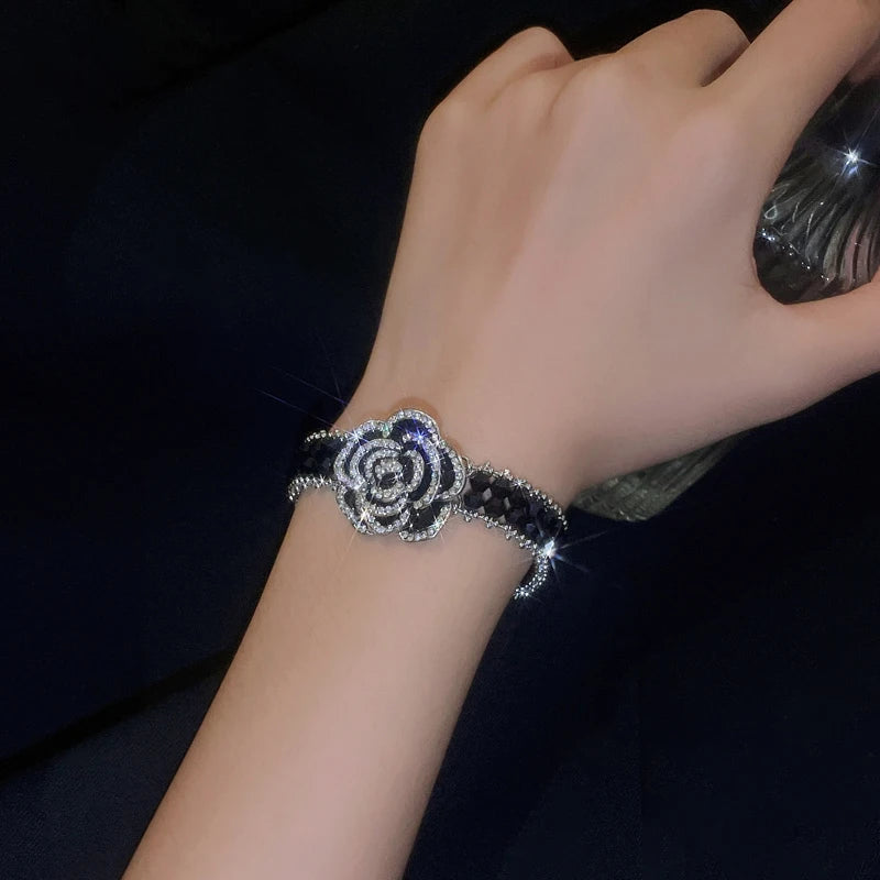 Crystal Flower Jewelry Suit Full Shiny Rhinestone Choker Necklace Women's Neck Chain Anniversarie Jewelry Ornament