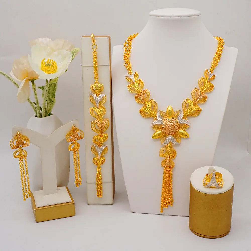 Exquisite 24K Gold Jewelry Set for Women, AU999 Authentic Gold Quality