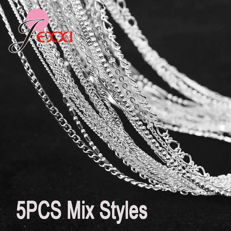 925 Sterling Silver New Arrival Hot Sale 5PCS Multi Style 16-30 Inch Luxury Colar Feminina Temperament Elegant Jewelry
