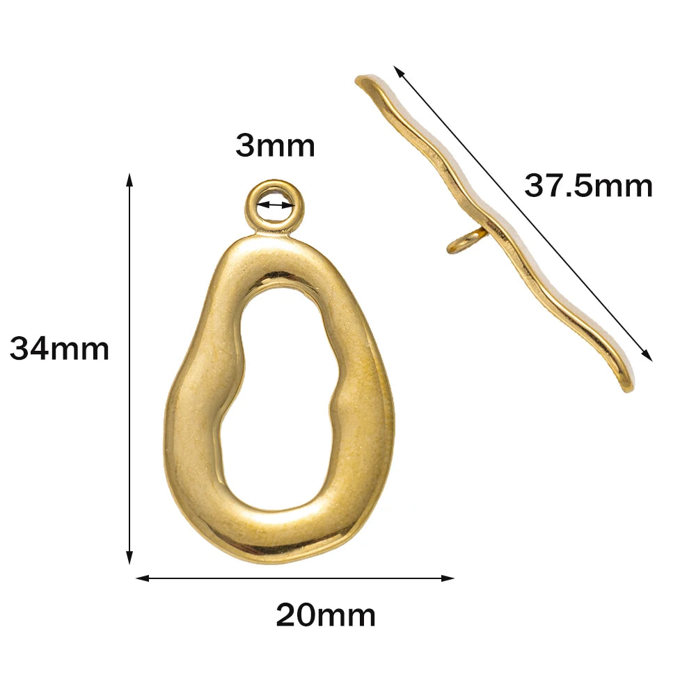 5 Sets Gold Color Stainless Steel OT Toggle End Clasp Buckle Connectors for DIY Bracelet Necklace Jewelry Making Supplies Crafts