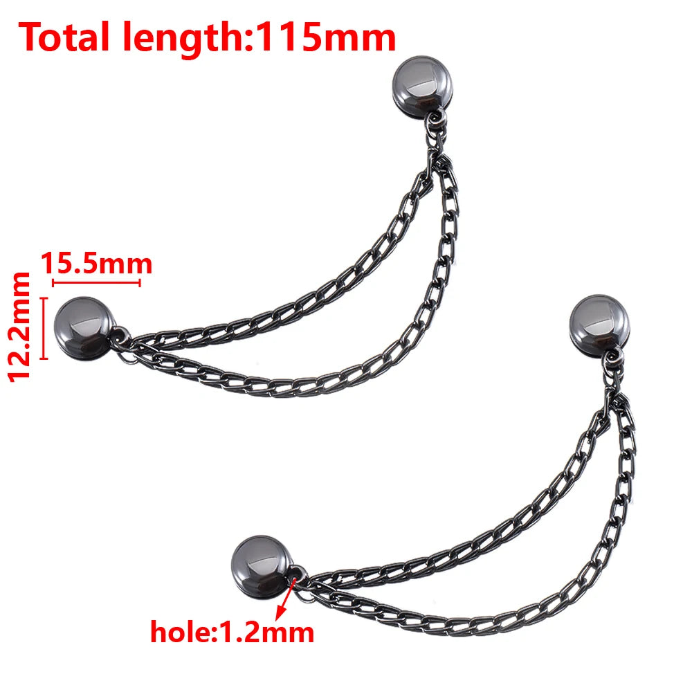 1pc 2pcs 4pcs 8pcs Tuck Waist Design Metal Chain Magnetic Buckle Long Pant Sleeve Shorten Free-suturing Fixed Alloy Brooch Strap