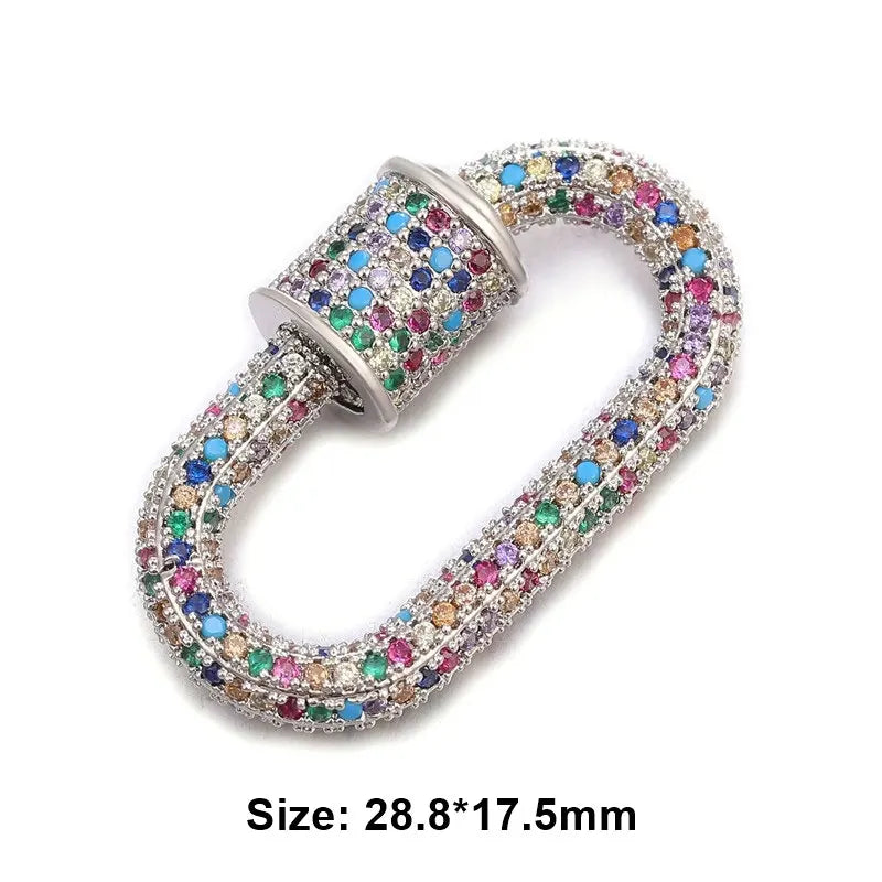 JUYA Luxury Pave Zircon Carabiner Clasps Spiral Lock Fastener Full Diamond Charms For DIY Fashion Jewelry Supplies Accessories