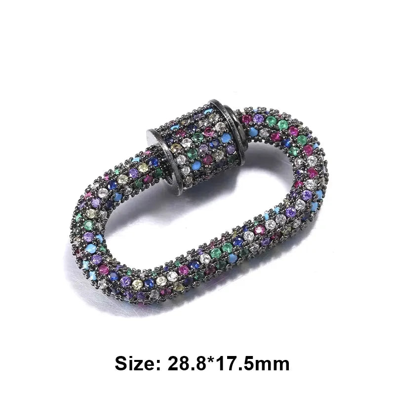 JUYA Luxury Pave Zircon Carabiner Clasps Spiral Lock Fastener Full Diamond Charms For DIY Fashion Jewelry Supplies Accessories
