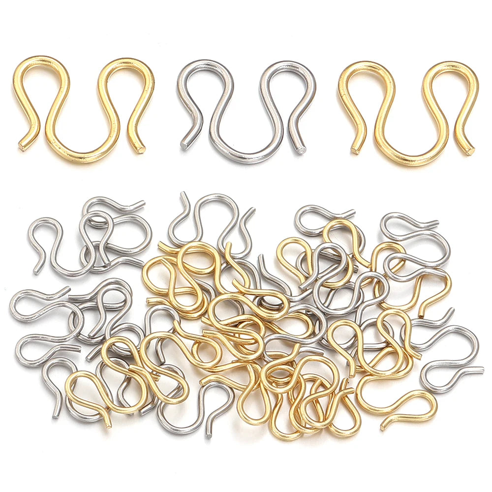 20Pcs Stainless Steel Gold Color S M Shape End Clasps Hooks Chain Connectors For Bracelet Necklace DIY Jewelry Making Supplies
