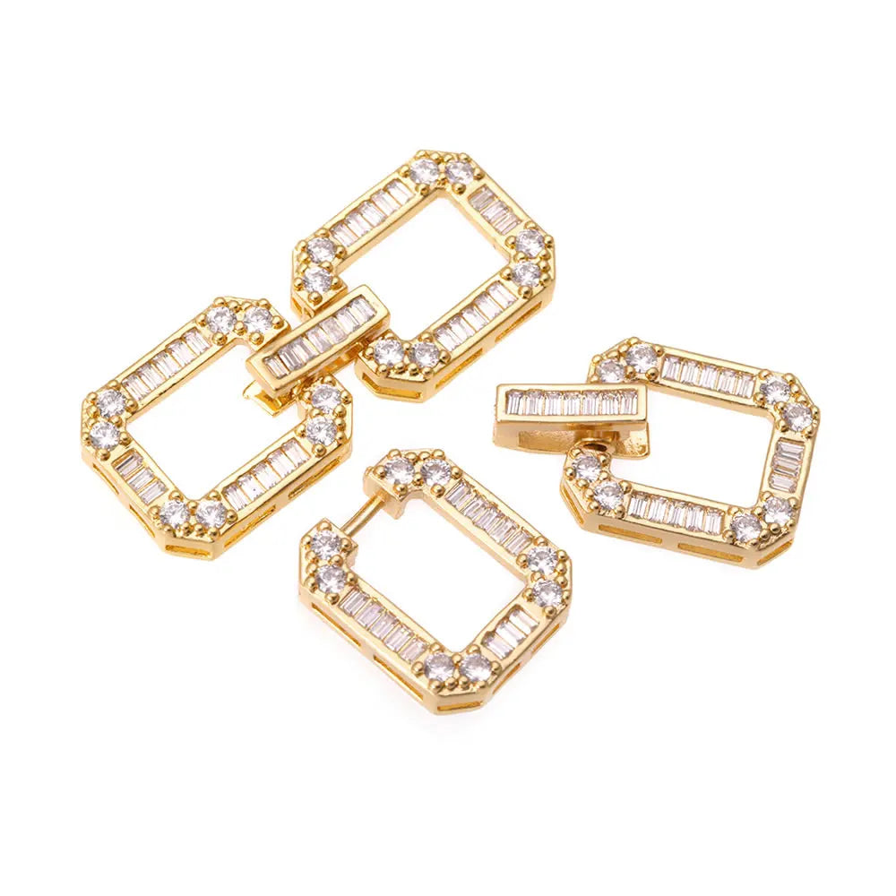 18K Gold Color Brass Zircon Round Shape Bracelets Connect Clasps High Quality Diy Jewelry Accessories Jewellery Making Materials