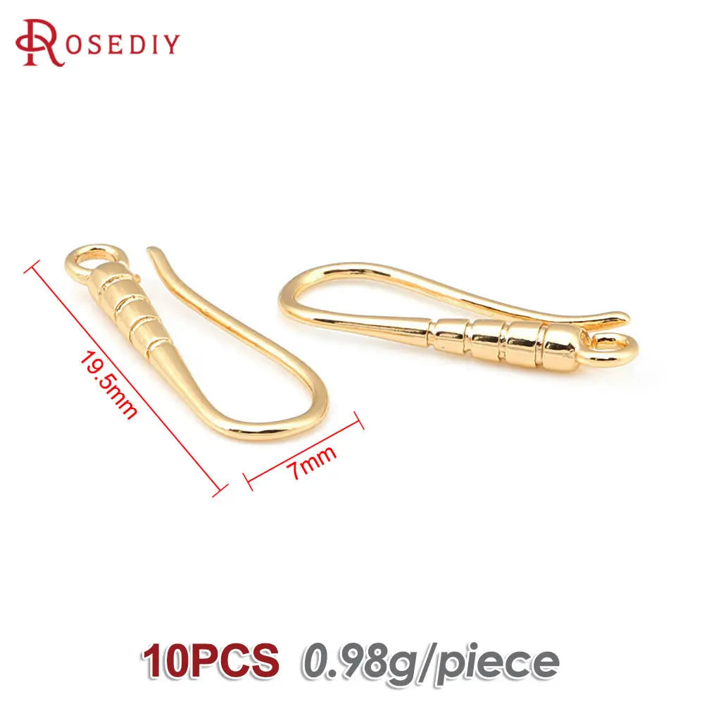 10PCS 19.5x7MM 18K Gold Color Brass Earrings Hooks High Quality Jewelry Earrings Making Supplies Diy Findings Accessories