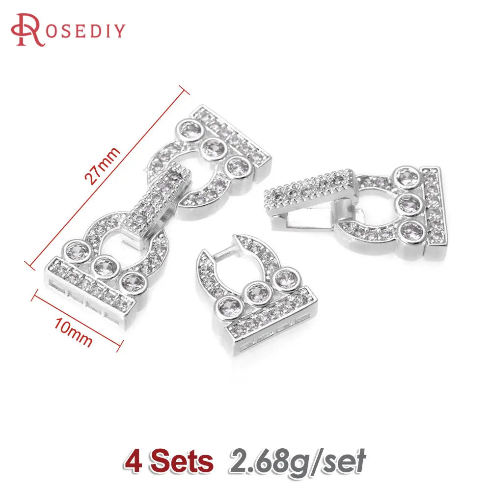 18K Gold Color Brass Zircon Round Shape Bracelets Connect Clasps High Quality Diy Jewelry Accessories Jewellery Making Materials