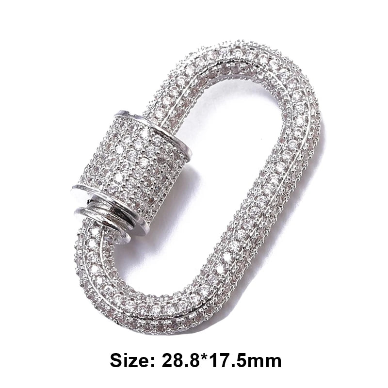 JUYA Luxury Pave Zircon Carabiner Clasps Spiral Lock Fastener Full Diamond Charms For DIY Fashion Jewelry Supplies Accessories