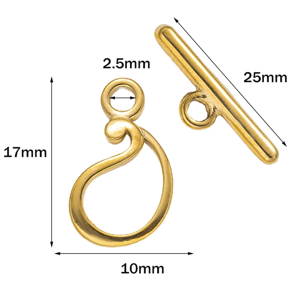 5 Sets Gold Color Stainless Steel OT Toggle End Clasp Buckle Connectors for DIY Bracelet Necklace Jewelry Making Supplies Crafts