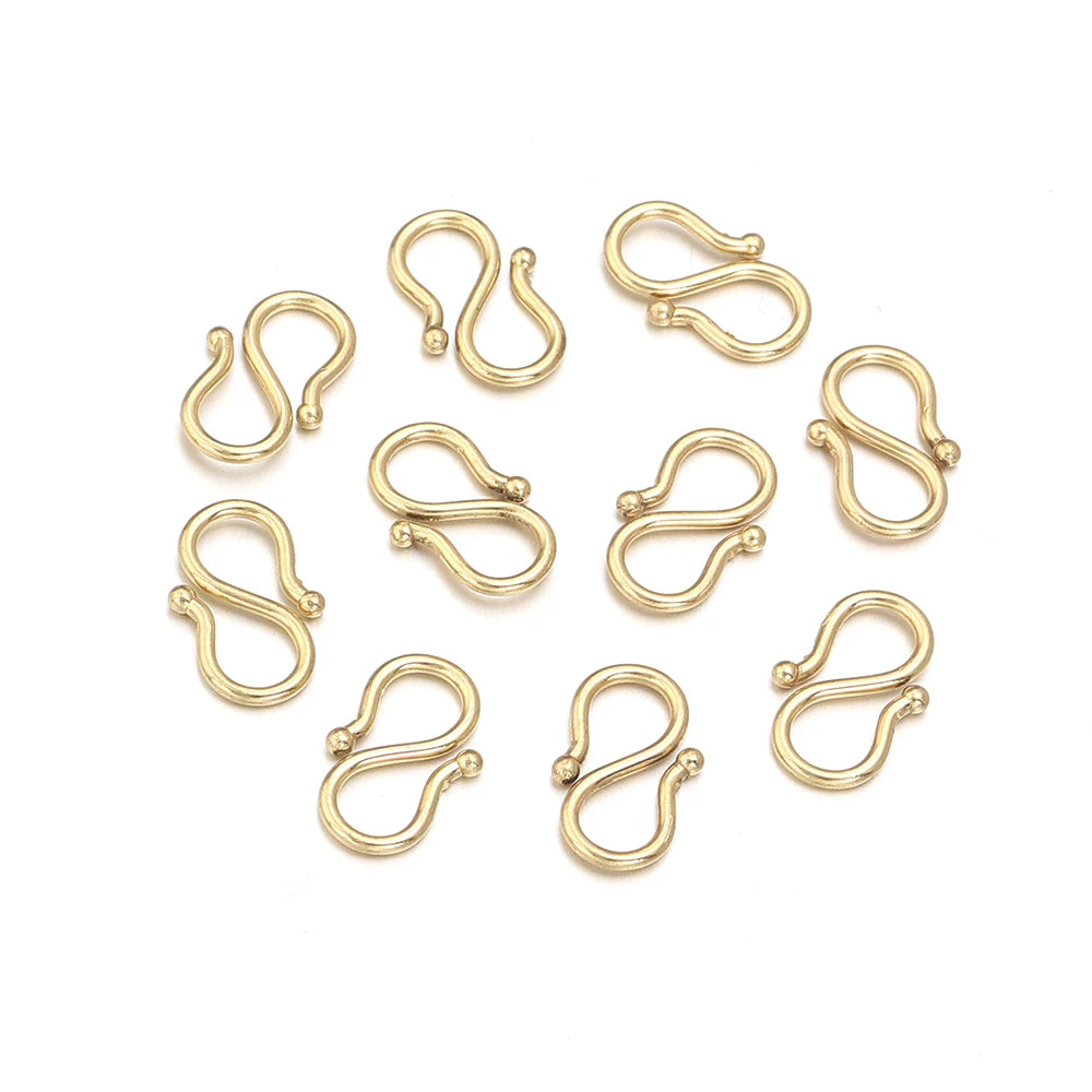20Pcs Stainless Steel Gold Color S M Shape End Clasps Hooks Chain Connectors For Bracelet Necklace DIY Jewelry Making Supplies