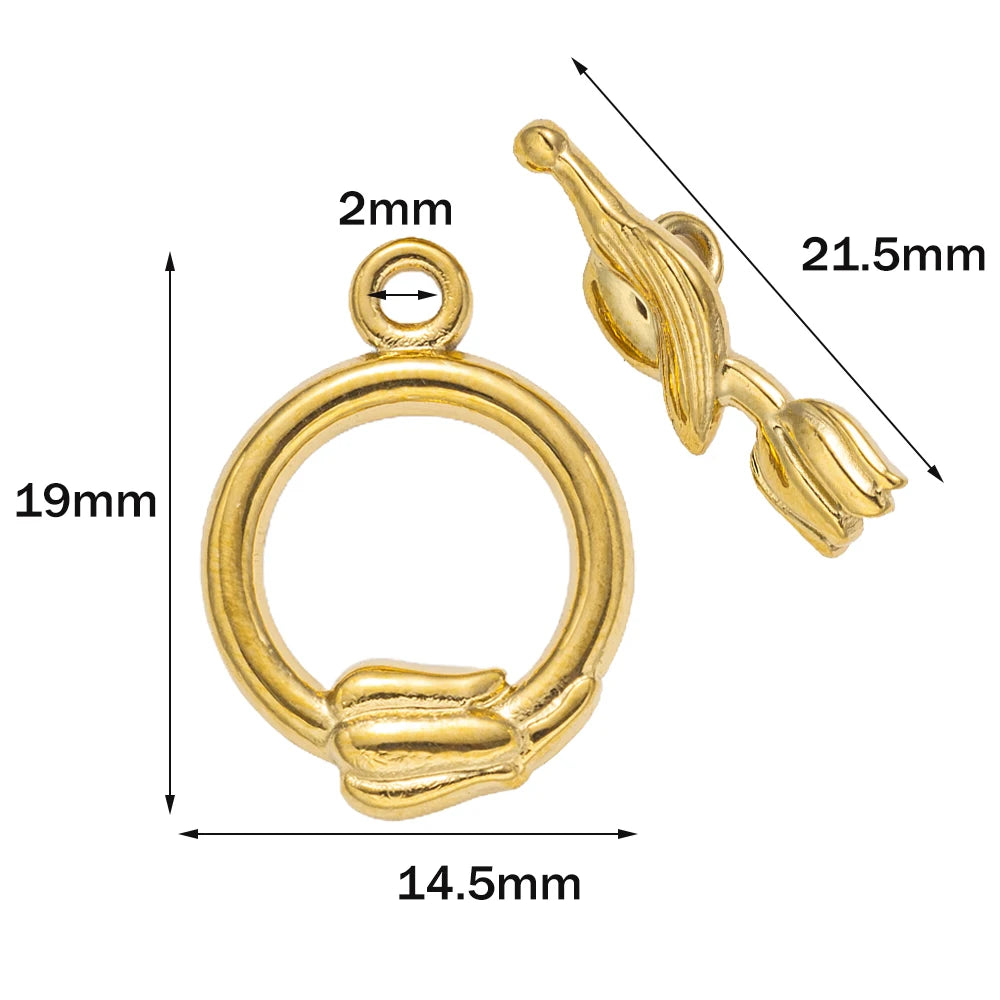 5 Sets Gold Color Stainless Steel OT Toggle End Clasp Buckle Connectors for DIY Bracelet Necklace Jewelry Making Supplies Crafts