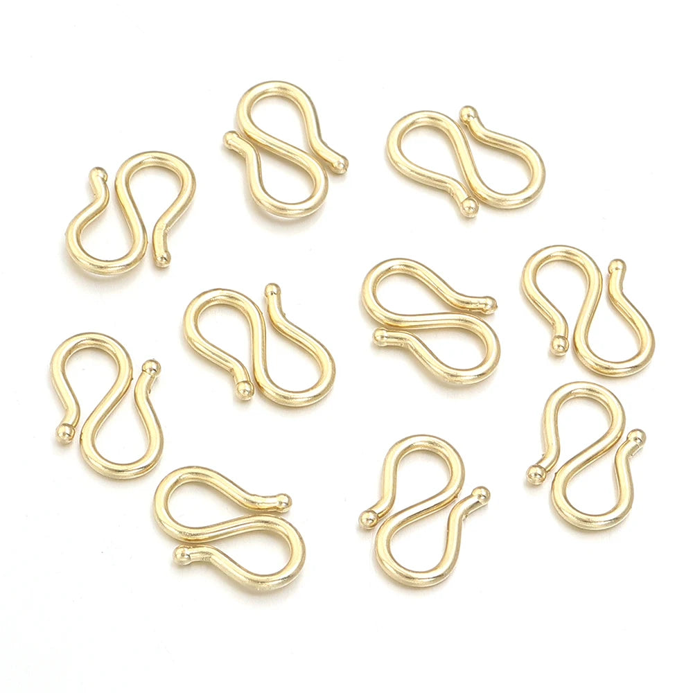 20Pcs Stainless Steel Gold Color S M Shape End Clasps Hooks Chain Connectors For Bracelet Necklace DIY Jewelry Making Supplies